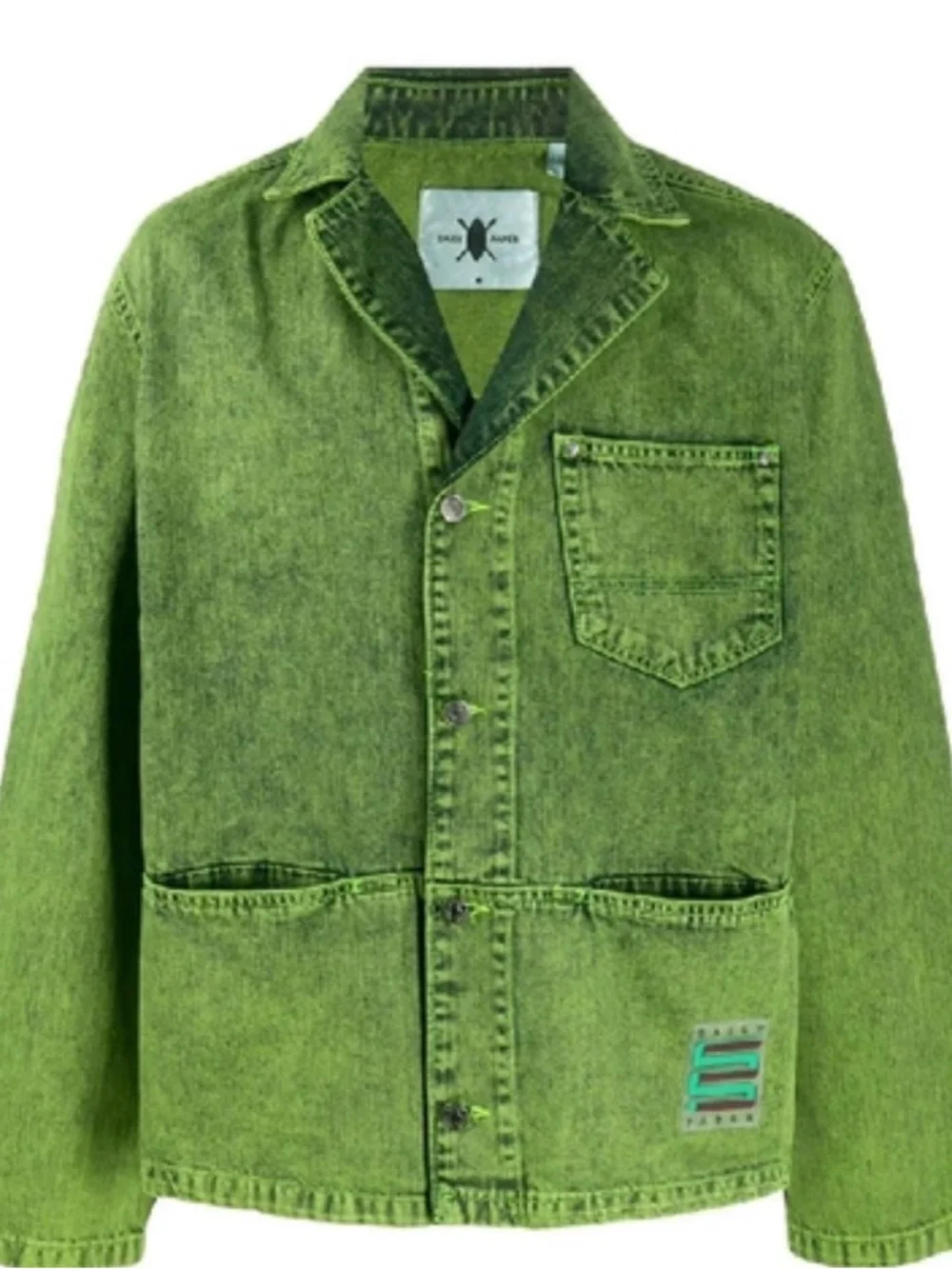 DAILY PAPER Hafi Denim Jacket In Green, Men’s S (women’s ~8 or M/L) - Picture 2 of 5